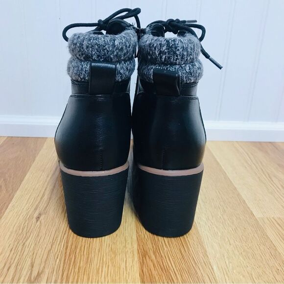 SOUL‎ Naturalizer Atlas Black Leather Wedge Ankle Boot Bootie Lace Up Size 8 New - Picture 5 of 12